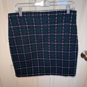 NWT Boston Proper Plaid Tweed Skirt